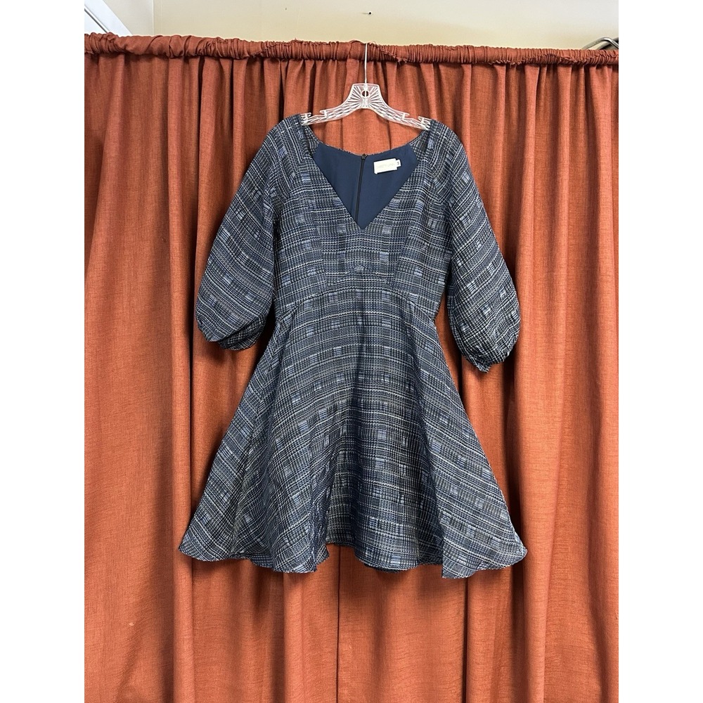 christy lynn v-neckline Tweed mini blue dress Size Large